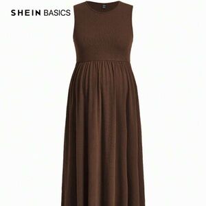 SHEIN Basics Chocolate Sleeveless maternity Maxi Dress